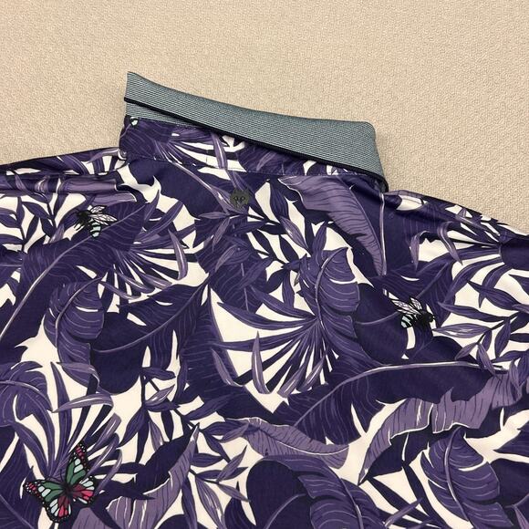 Greyson Polo Shirt Mens XXL Purple Floral Butterfly Port Marnock Golf Club - Picture 4 of 9